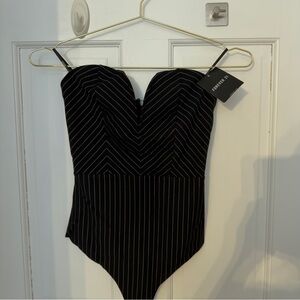 Forever 21 Black and White Striped Bodysuit